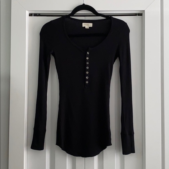 Aritzia Tops - ARITZIA | Ribbed Henley Long Sleeve